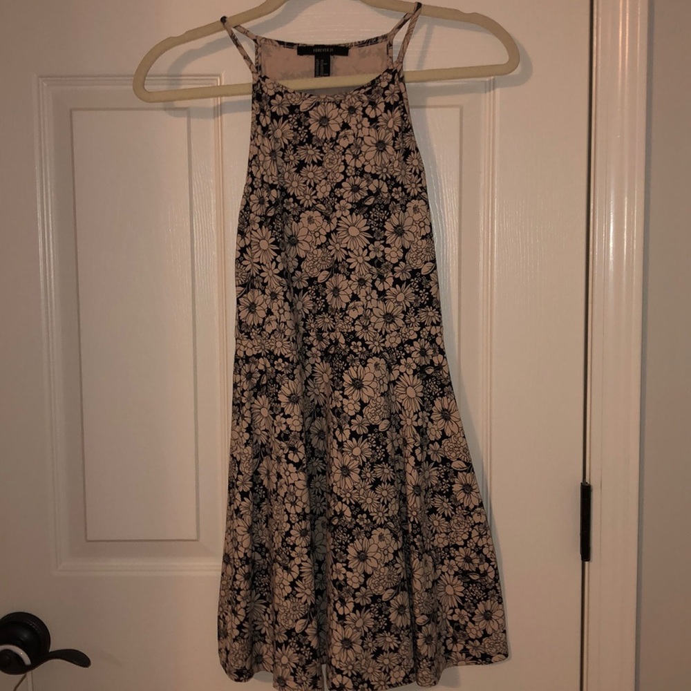 Cream Floral Skater Dress